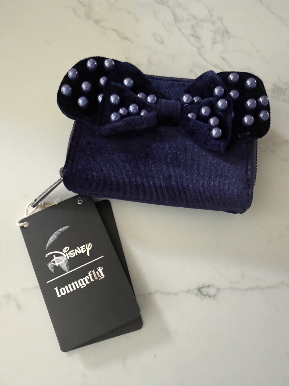 Loungefly Dark Navy Pearl Bow Mini Wallet